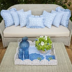 White Scalloped Rattan Tray|Mrs. Alice Hot