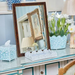 White Small Scalloped Rattan Tray|Mrs. Alice Online