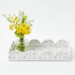 White Small Scalloped Rattan Tray|Mrs. Alice Online