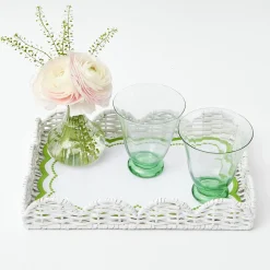 White Small Scalloped Rattan Tray|Mrs. Alice Online