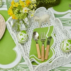 White Small Scalloped Rattan Tray|Mrs. Alice Discount