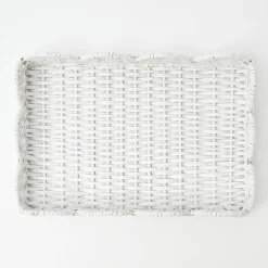 White Small Scalloped Rattan Tray|Mrs. Alice Discount