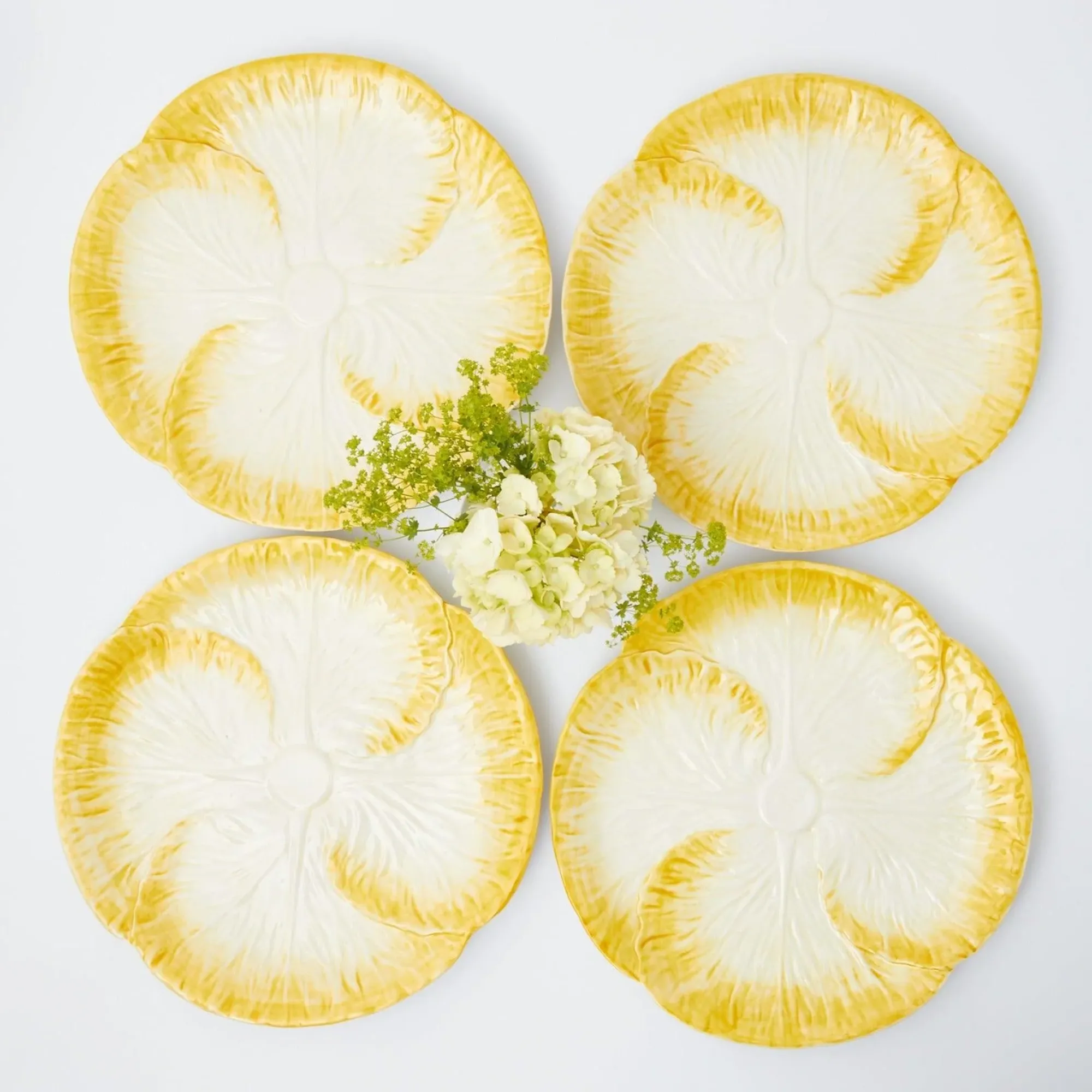 Yellow Capri Lettuce Dinner Plates (Set Of 4)|Mrs. Alice Clearance