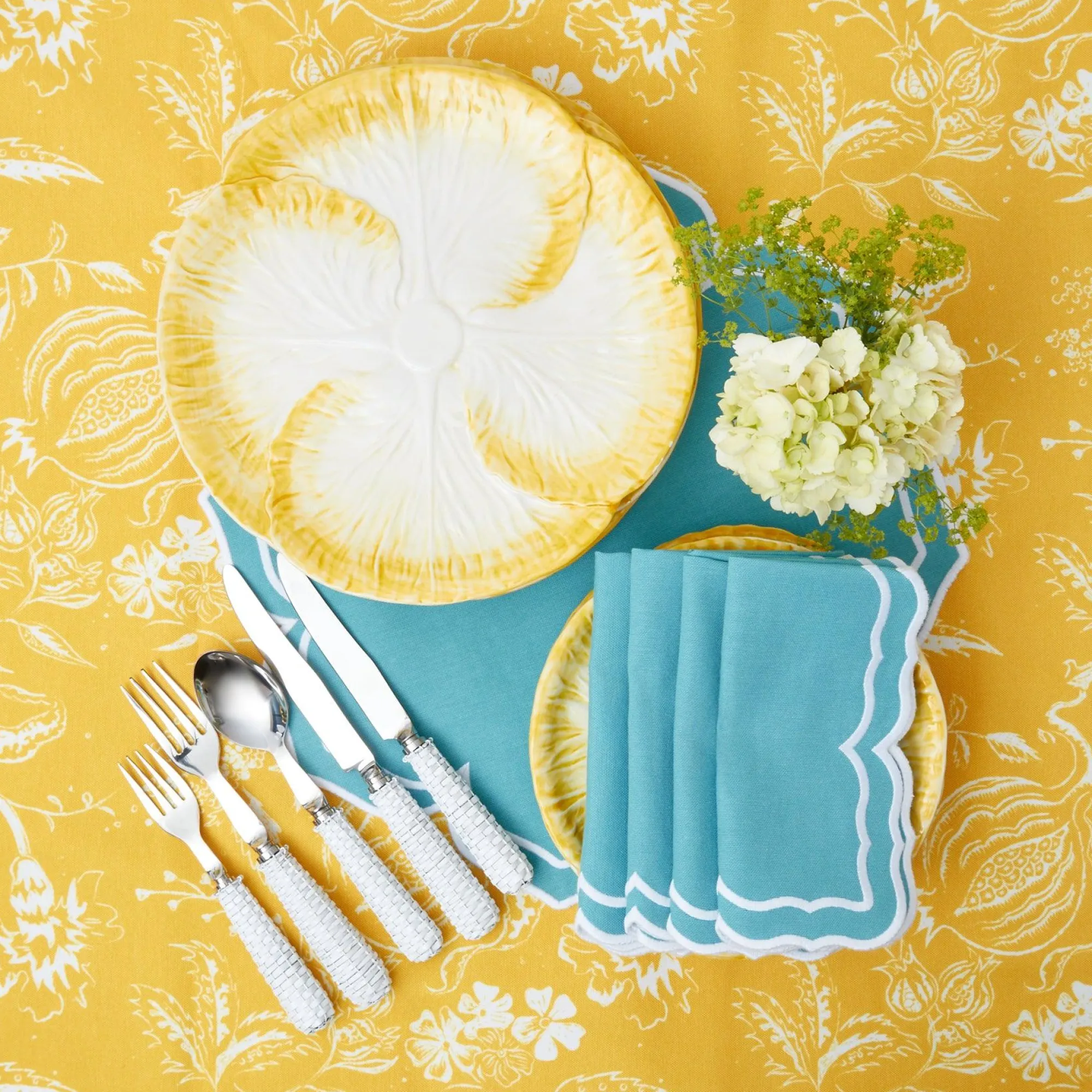 Yellow Capri Lettuce Dinner Plates (Set Of 4)|Mrs. Alice Clearance