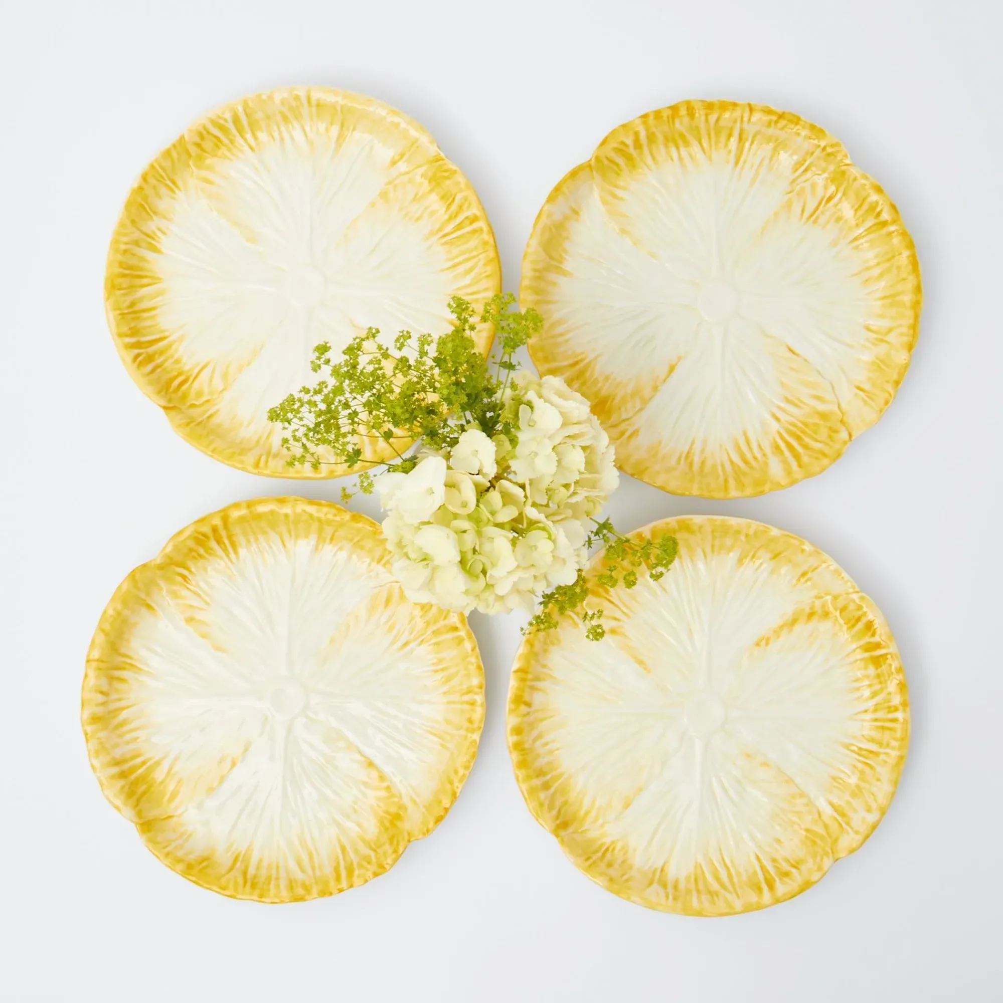 Yellow Capri Lettuce Starter Plates (Set Of 4)|Mrs. Alice Discount