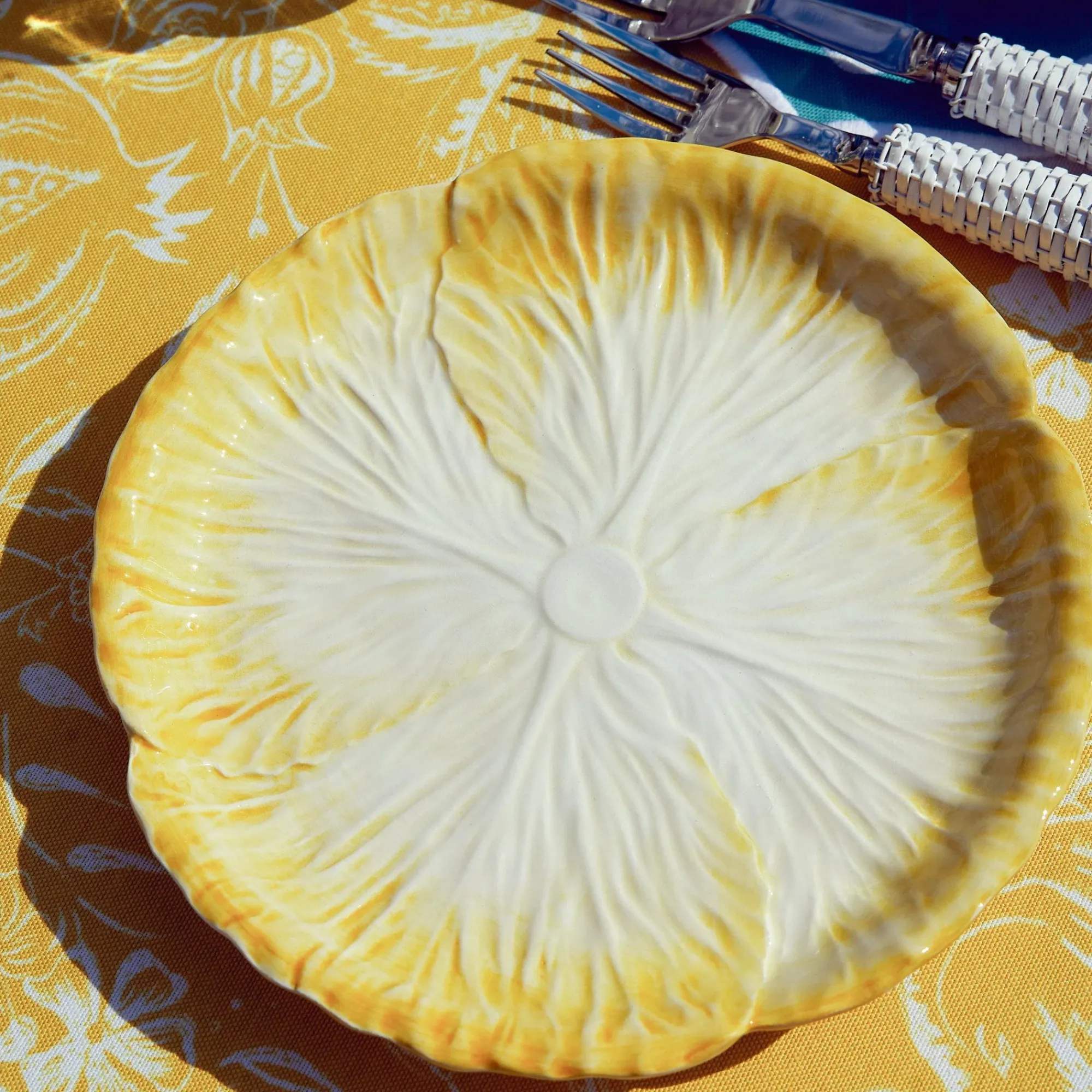 Yellow Capri Lettuce Starter Plates (Set Of 4)|Mrs. Alice Outlet