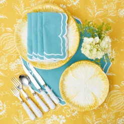 Yellow Capri Lettuce Starter Plates (Set Of 4)|Mrs. Alice Outlet