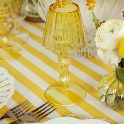 Yellow Glass Lantern Tea Light Holder (Pair) - 18Cm|Mrs. Alice New