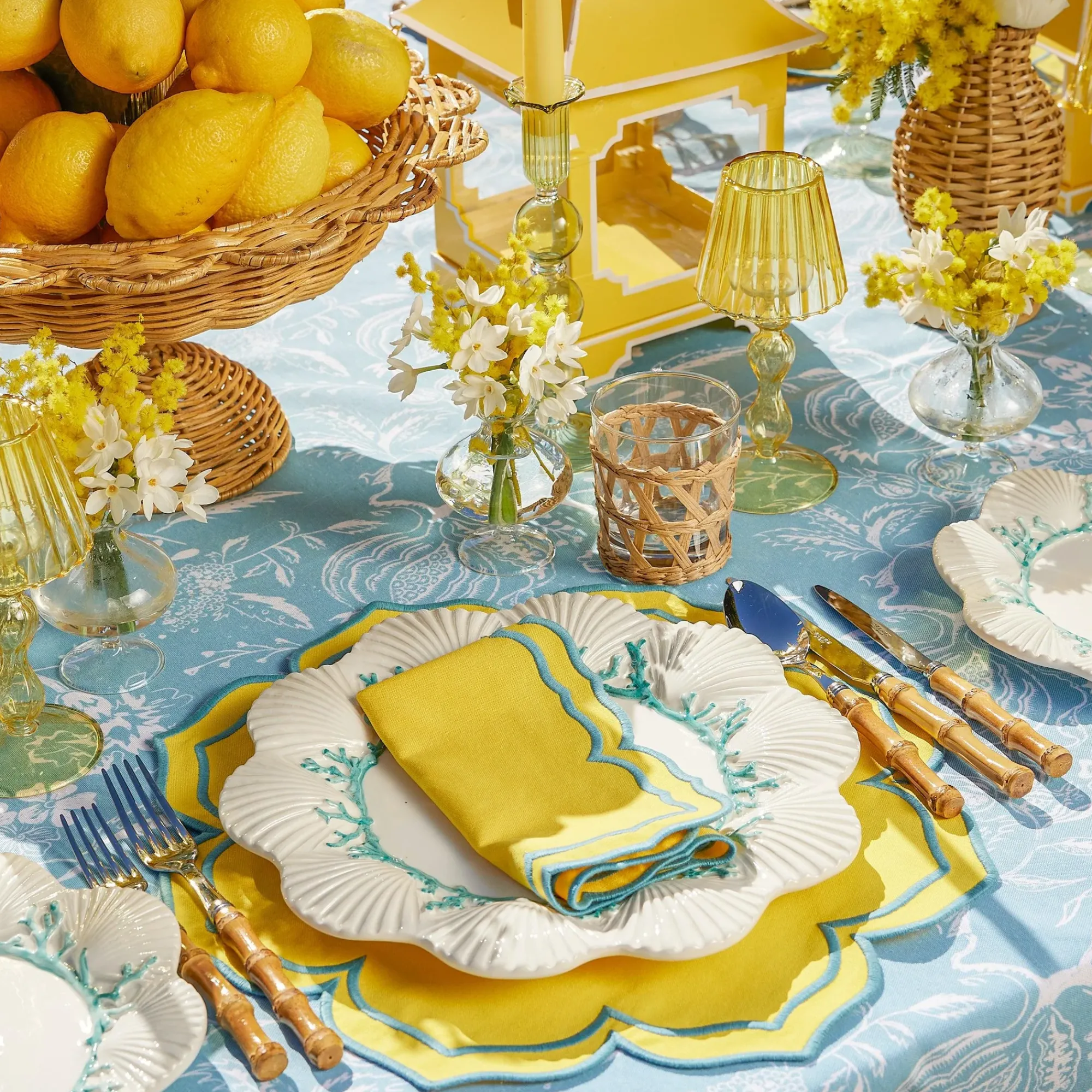 Yellow Glass Lantern Tea Light Holder (Pair) - 18Cm|Mrs. Alice Online