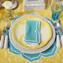 Yellow Melograno & Fleur Turquoise Linen Set|Mrs. Alice Best