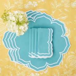 Yellow Melograno & Fleur Turquoise Linen Set|Mrs. Alice Best