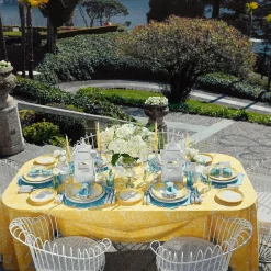 Yellow Melograno & Fleur Turquoise Linen Set|Mrs. Alice Best